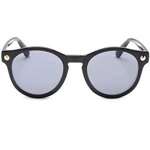 DVF DIANE von Furstenberg Round Black Gold Sunglasses w/ Case